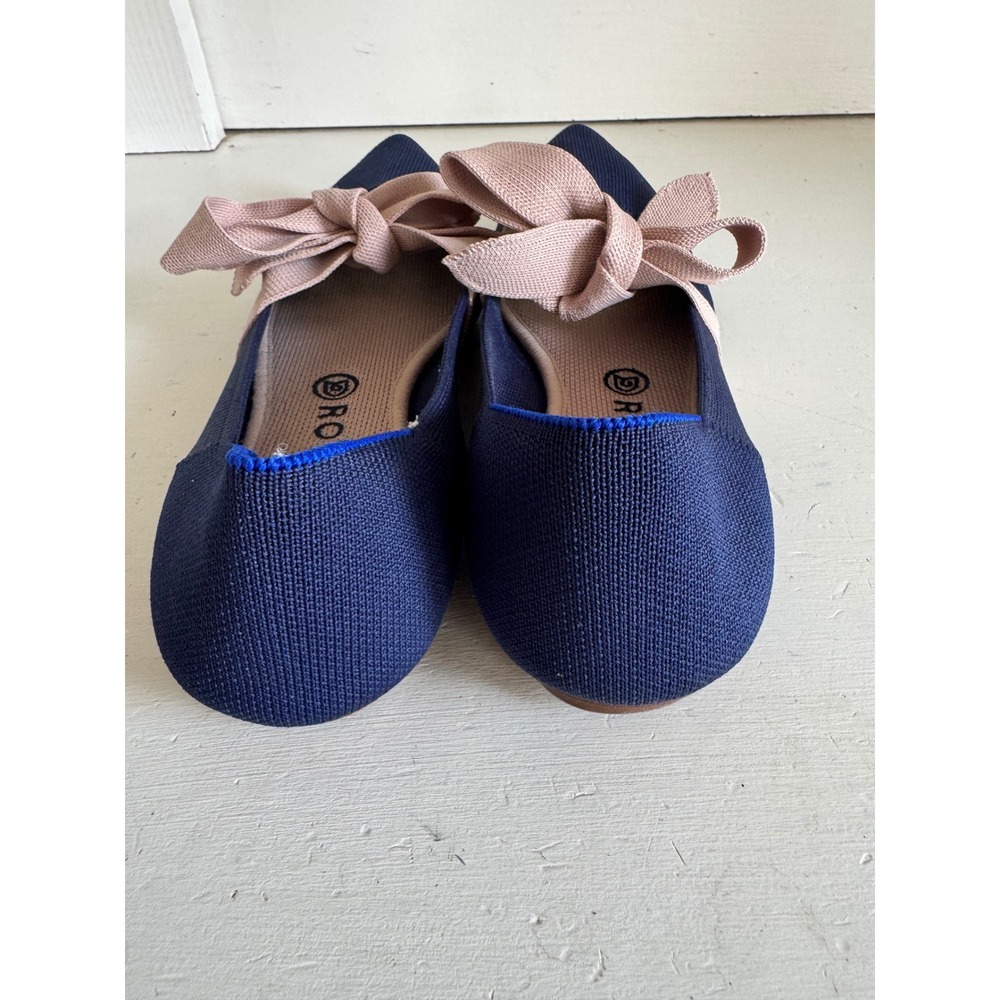 Rothy's The Point Mary Jane sapphire blue & pink bow flats size 10 - Picture 5 of 10